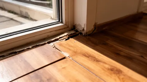 wykończenie paneli przy oknie balkonowym