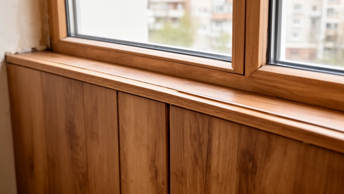 wykończenie paneli pod oknem balkonowym