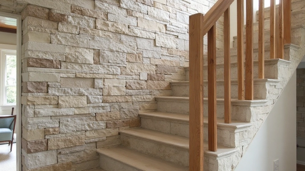 wykończenie ściany przy schodach