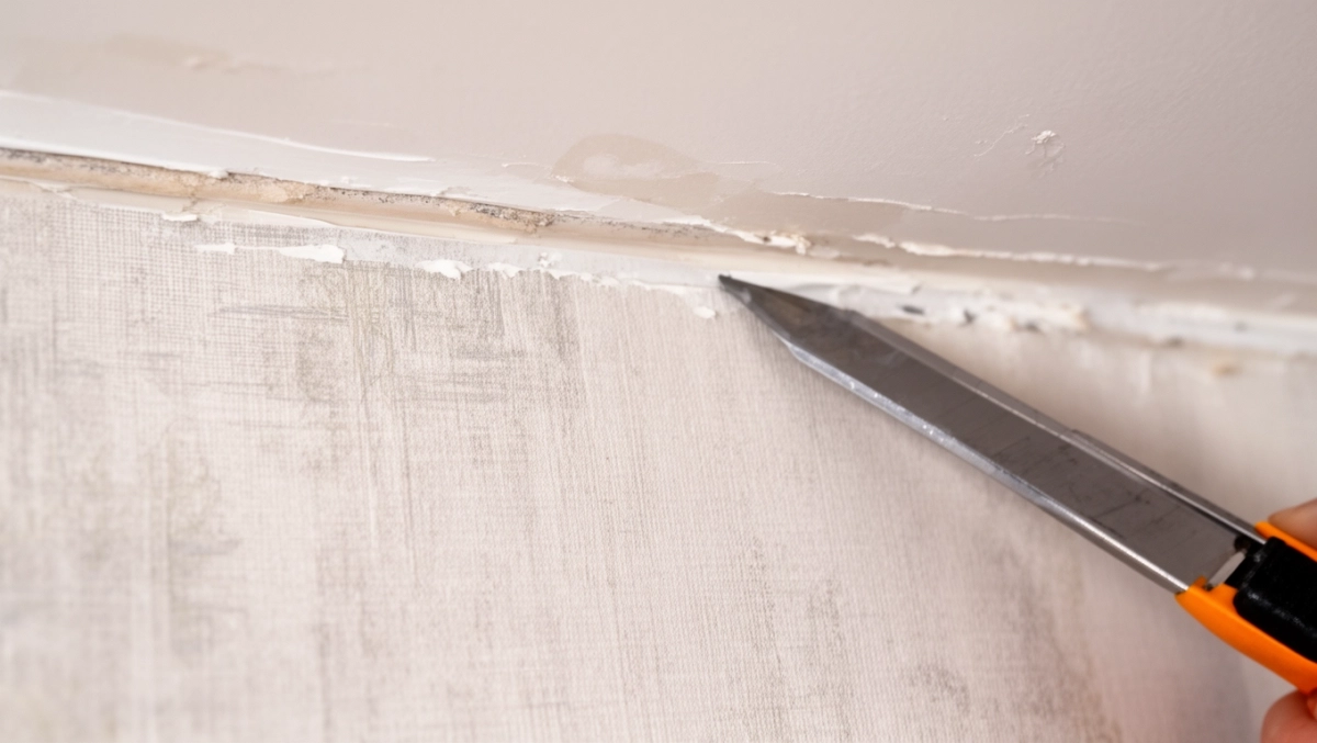 wykończenie tapety przy suficie